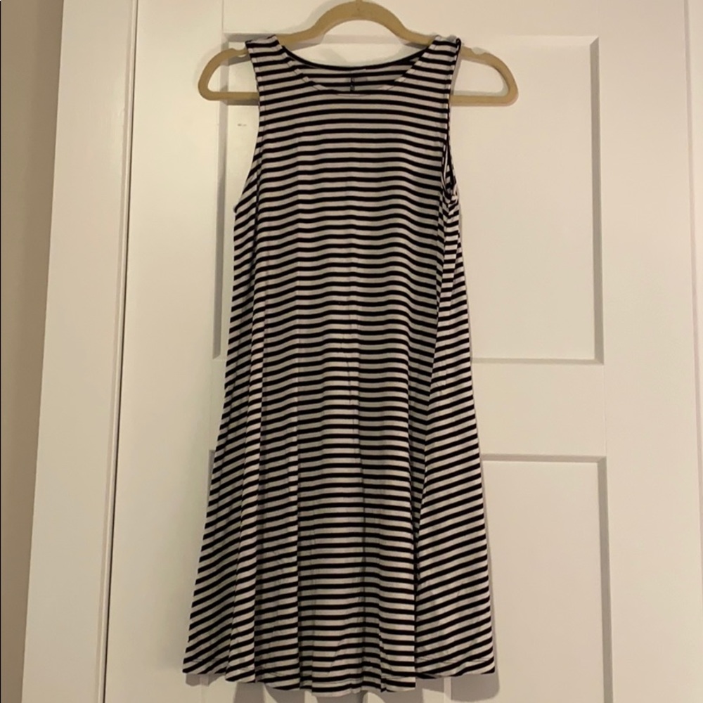Black and white striped dress